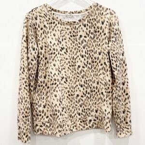 Soft by Joie Animal Print Lounge Sweatshirt Top Tan Brown Sample Piece